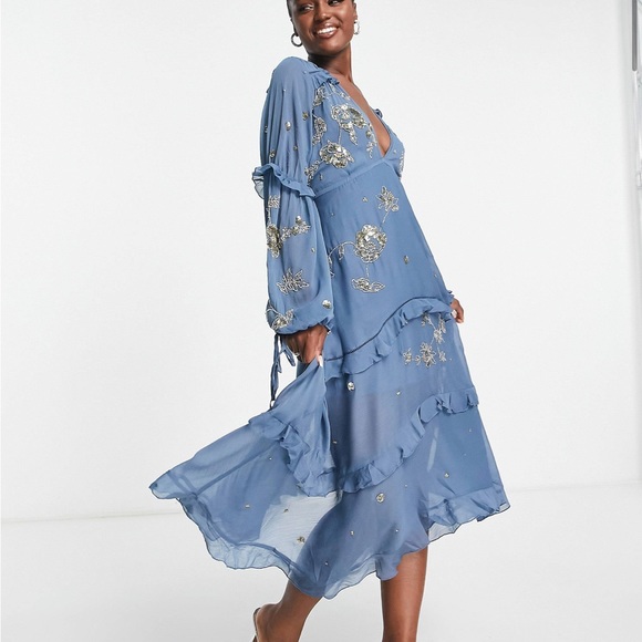 ASOS Dresses & Skirts - ASOS DESIGN Tiered Midi Dress with Sequin Embellishments - New with Tags